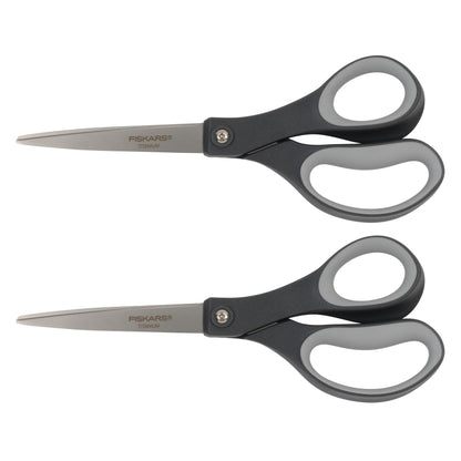 Fiskars 8" Everyday Titanium SoftGrip All Purpose Scissors, 2-Pack