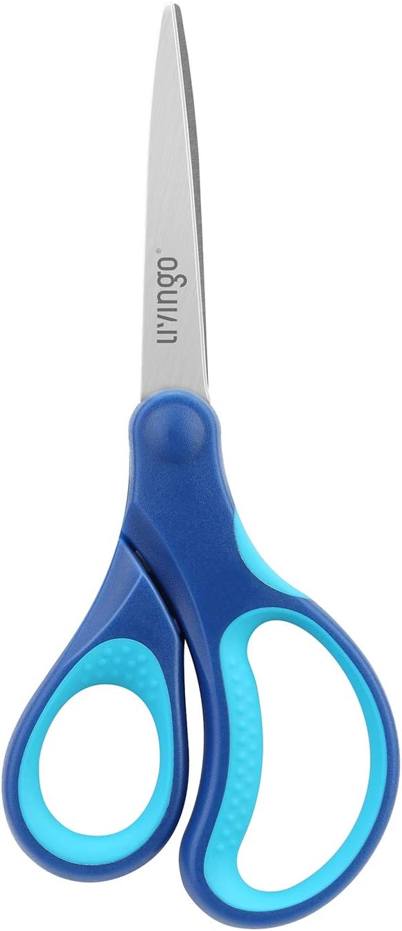 LIVINGO Kids Scissors for School 7" Pointed Tip 3 Pack
