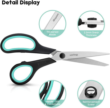 iBayam 8.5" Heavy Duty Scissors All Purpose for Office School Crafts Sewing