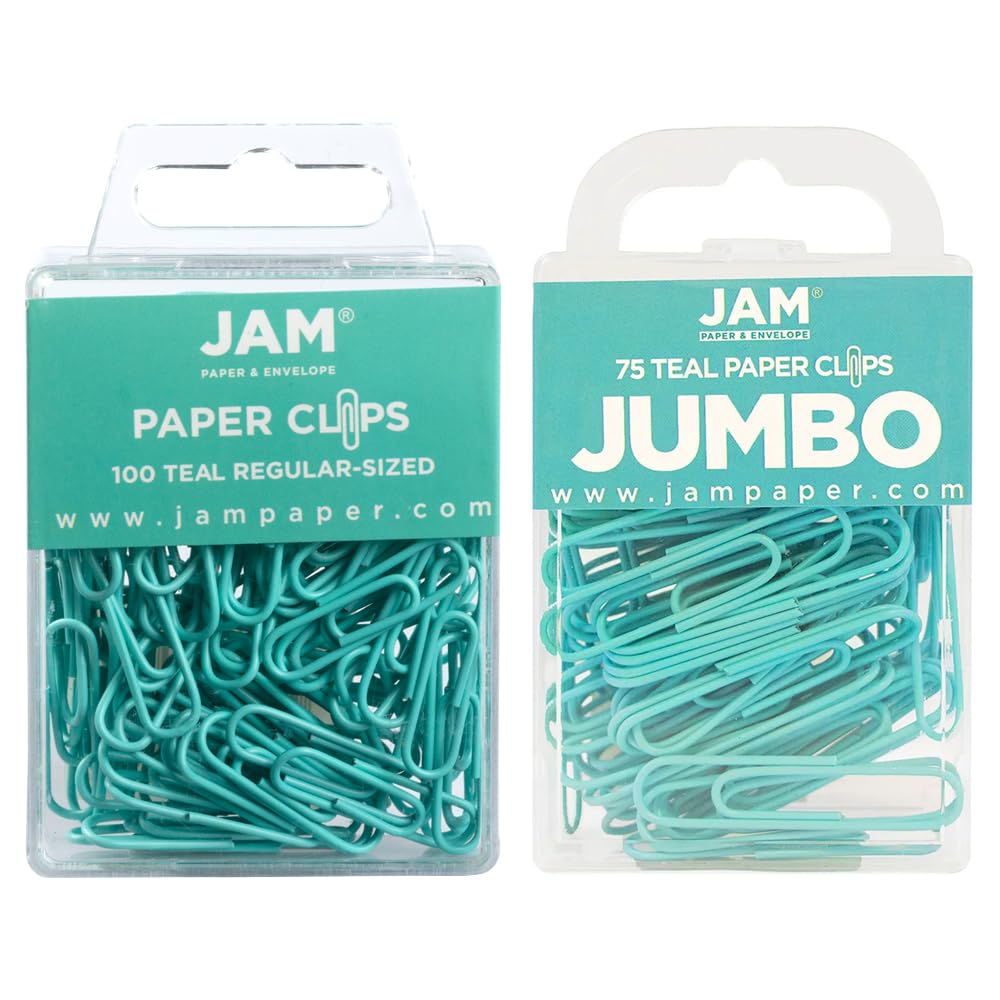 JAM PAPER Colorful Standard Paper Clips - Regular 1 Inch - Dark Blue Paperclips - 100/Pack