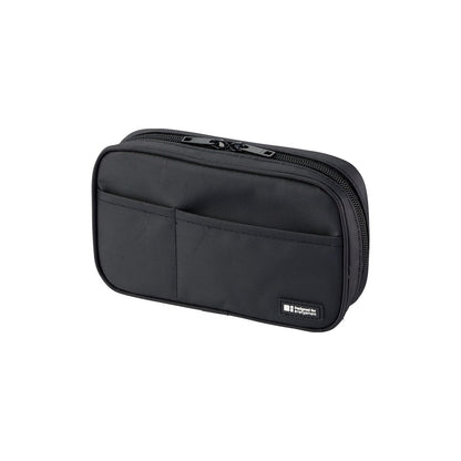 LIHIT LAB Large Capacity Zipper Pencil Case For School Office College, Big Capacity 4 Compartments Pencil Bag Holder Adults Teen Boys Girls, Travel Cosmetics Storage, Black (A7551-24)