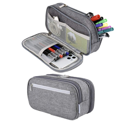 Chelory Big Pencil Case Large Capacity Pencil Bag Pouch 3 Multi Comparments High Storage Pen Holder Marker Holder Portable Office Stationery Organizer Supplies Makeup Cosmetic Bag Men Women (Black)