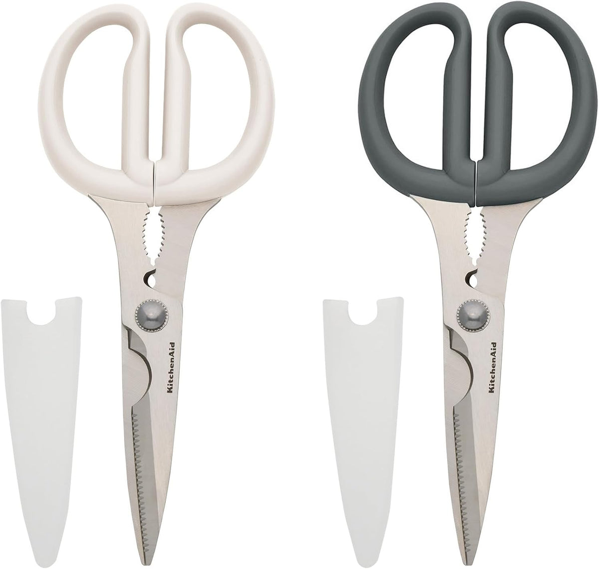 KitchenAid All Purpose Kitchen Shears with Protective Sheath Durable Stainless Steel Scissors, Dishwasher Safe, Soft Grip Comfort Handle, 8.72 Inch, Ink Blue