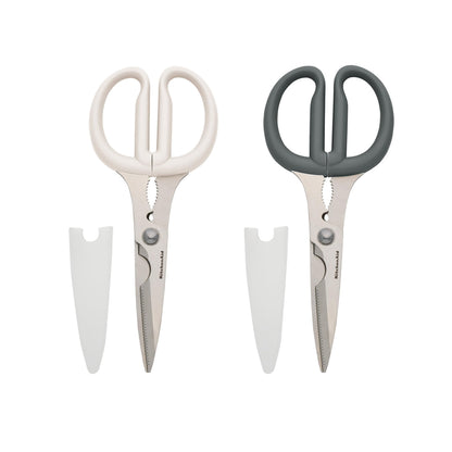 KitchenAid All Purpose Kitchen Shears with Protective Sheath Durable Stainless Steel Scissors, Dishwasher Safe, Soft Grip Comfort Handle, 8.72 Inch, Ink Blue