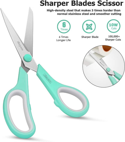 iBayam 8" Heavy Duty Scissors All Purpose for Office School Crafts Sewing