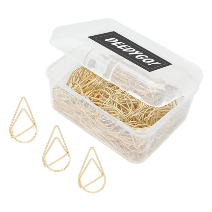 DEEDYGO 250 PCS Gold Paper Clips, Teardrop Paperclips, 1 Inch