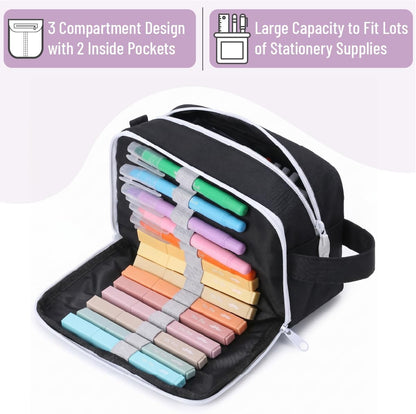 Mr. Pen- High Capacity Pencil Case, Large Pencil Pouch with 3 Compartments and 2 Pockets, Large Pencil Bag with Smooth Zipper, Cute Pencil Case Pouch Organizer, School Supplies for Teens