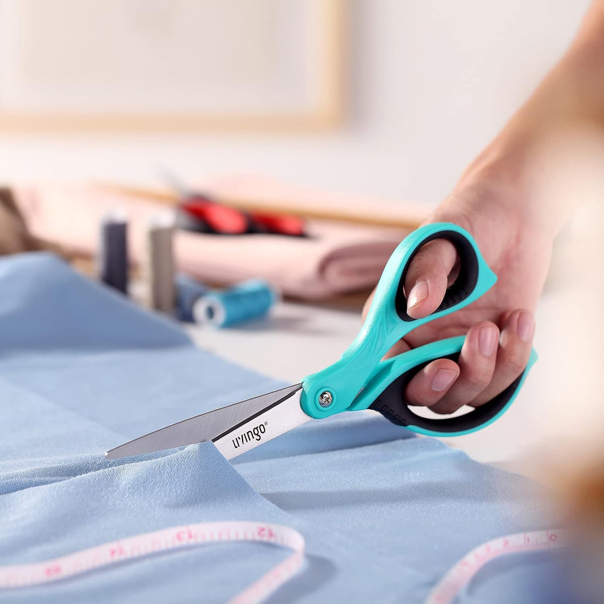 LIVINGO 3 Pack 8.5" Sharp Scissors All Purpose for Cutting Fabric Paper
