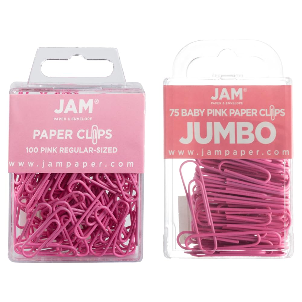 JAM PAPER Colorful Standard Paper Clips - Regular 1 Inch - Orange Paperclips - 100/Pack