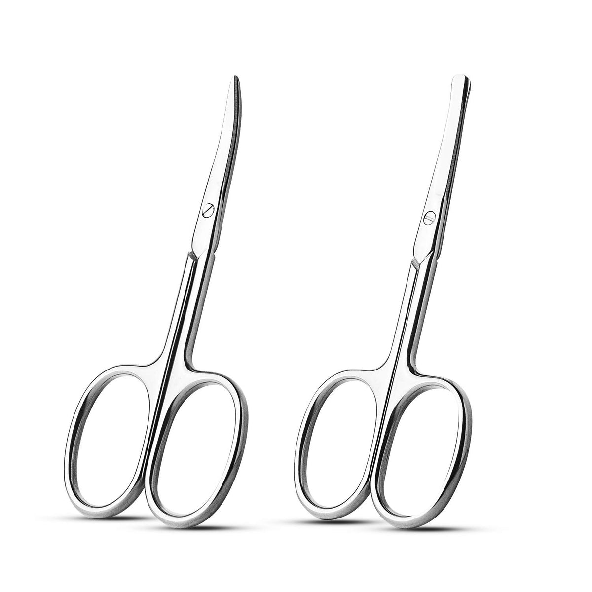 LePinko Facial Hair Small Grooming Scissors For Men Women, 2PCS Silver