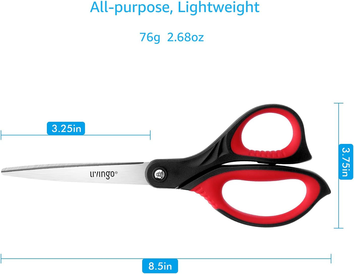 LIVINGO 3 Pack 8.5" Sharp Scissors All Purpose for Cutting Fabric Paper