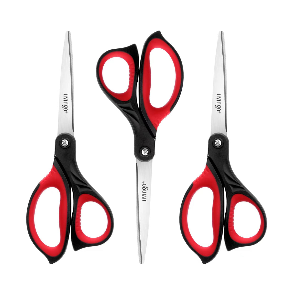 LIVINGO 3 Pack 8.5" Sharp Scissors All Purpose for Cutting Fabric Paper