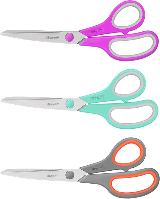 iBayam 8" Heavy Duty Scissors All Purpose for Office School Crafts Sewing