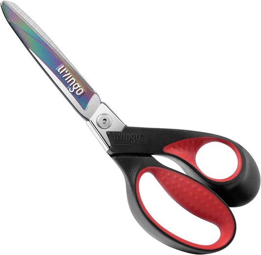 LIVINGO 9" Heavy Duty Titanium Coated Stainless Steel Scissors, (Red/Black)