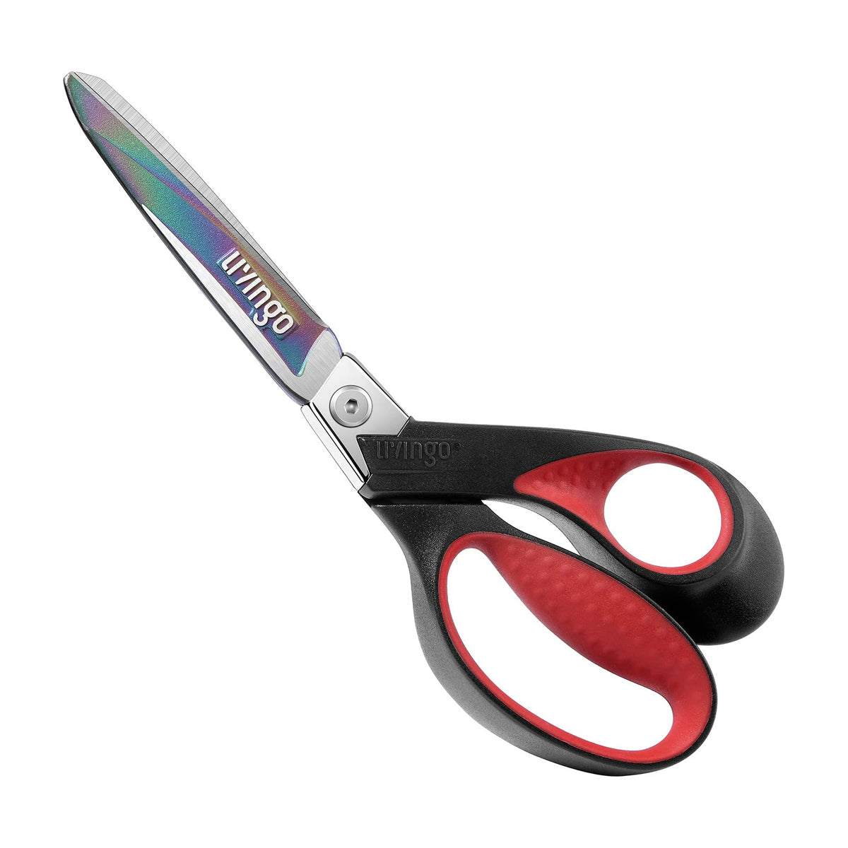 LIVINGO 9" Heavy Duty Titanium Coated Stainless Steel Scissors, (Red/Black)