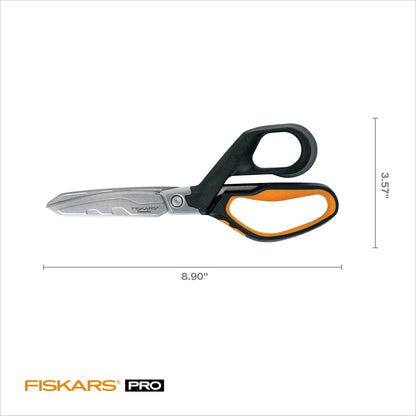 Fiskars Pro 8" PowerArc Shop Shears, Heavy Duty Serrated Utility Scissors