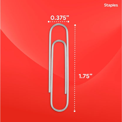 Staples Jumbo Paper Clips, Silver, Large Steel, 1,000-Pack