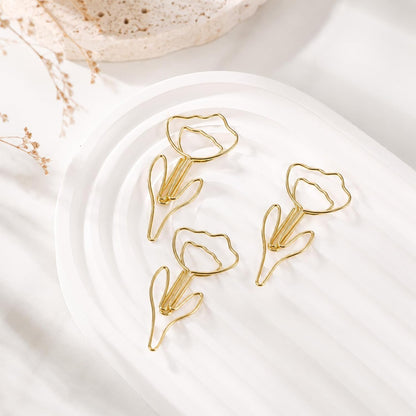 80 PCS Flower Paper Clips, Floral Cute Paper Clips Decorative Shaped Papers Clip Gold Fancy Cute Paperclips for Office and Home Supplies Wedding Decoration Desk File Documents Receipts Organization