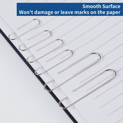 1800 Paper Clips Assorted Sizes, Small Medium Large, 3 Storage Containers