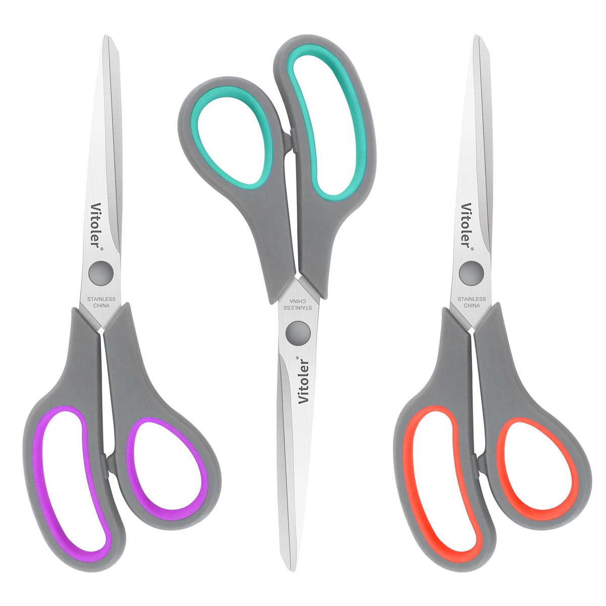 Vitoler Scissors 8.5" Heavy Duty scissors all purpose Bulk Set of 3