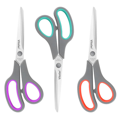 Vitoler Scissors 8.5" Heavy Duty scissors all purpose Bulk Set of 3