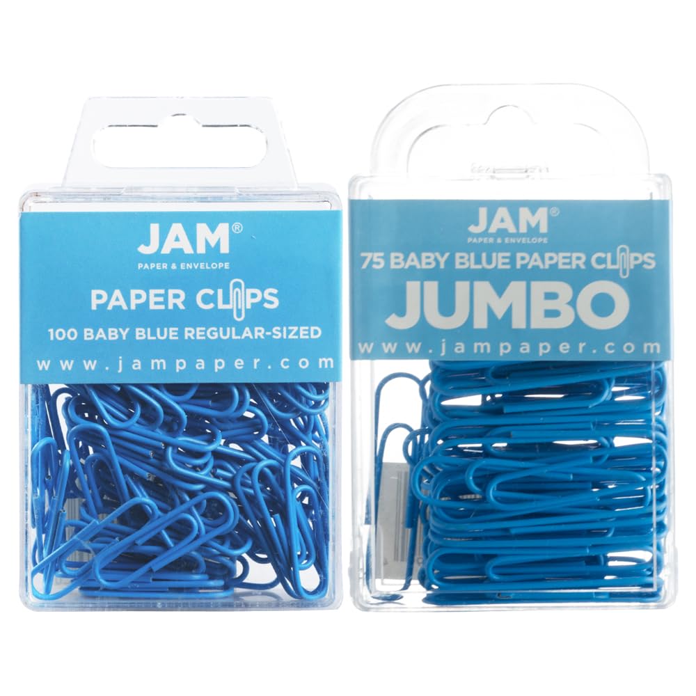 JAM PAPER Colorful Standard Paper Clips - Regular 1 Inch - Dark Blue Paperclips - 100/Pack