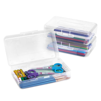 Sooez 3 Pack Pencil Case, Large Hard Pencil Box Bulk, Clear Crayon Box