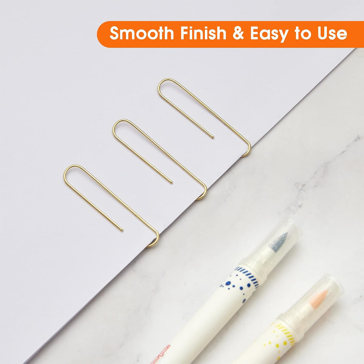 NEEWAY Gold Paper Clips, 200 Count Large Size, 2 Inch Jumbo Paperclips, Stylish Gold-Plated Paper Clip