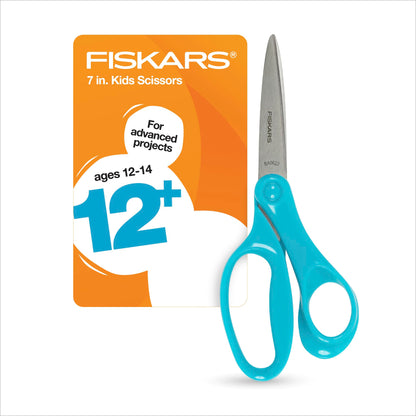 Fiskars 7" Student Scissors for Kids Ages 12-14, School & Crafting, Black