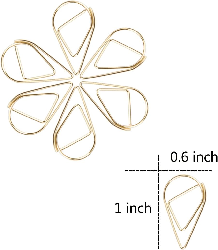 VENCINK 300 Pcs Gold Paper Clips Teardrop Cute Paperclips