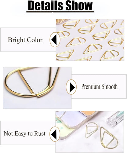 Gold Teardrop-Shaped Paper Clips, 1inch, 200 Pcs