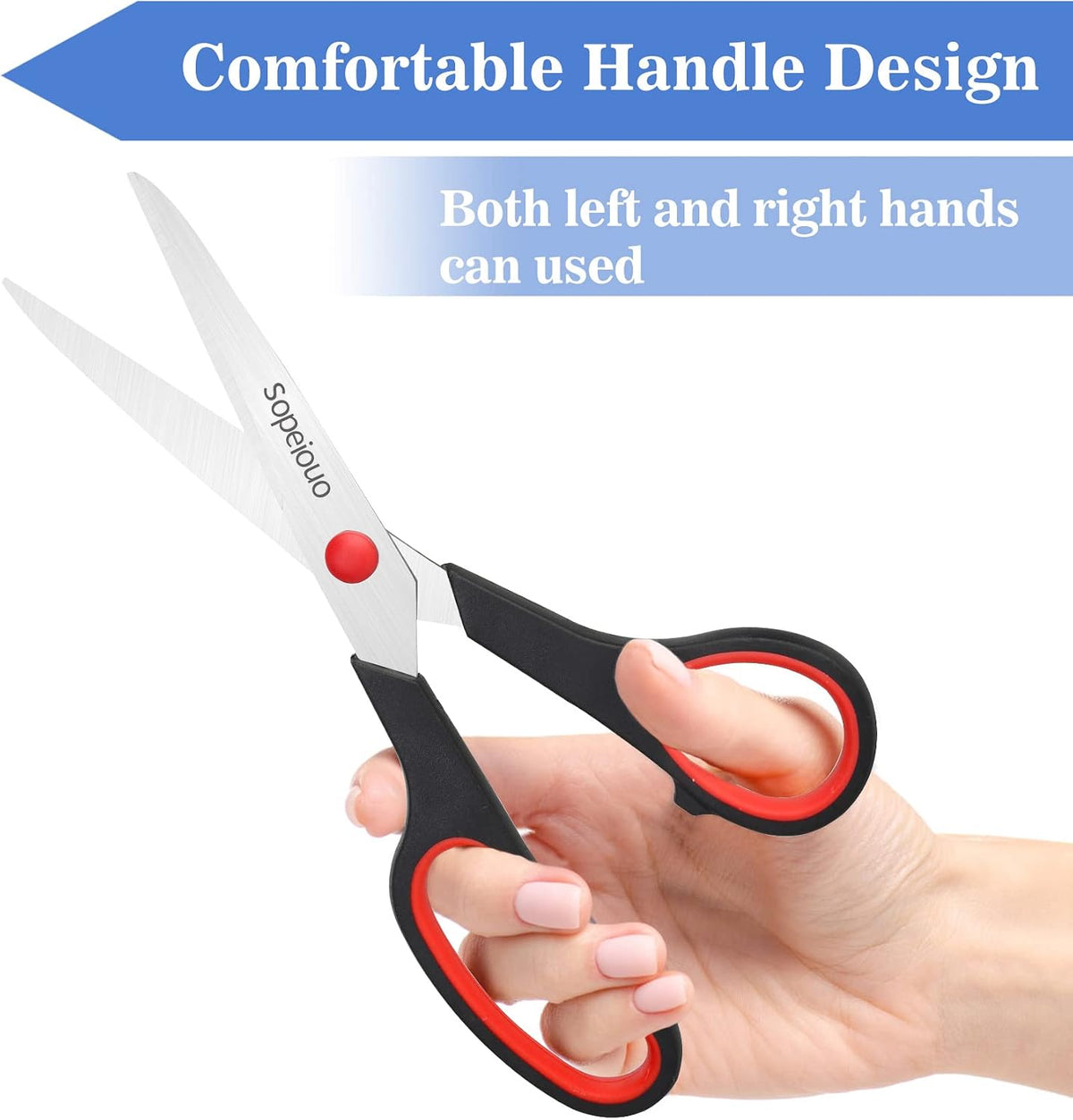 6 Pcs 8” Scissors, Sharp Stainless Steel Comfort Grip for Everyday Use