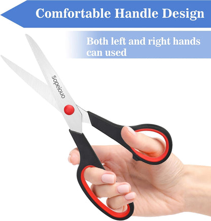 6 Pcs 8” Scissors, Sharp Stainless Steel Comfort Grip for Everyday Use