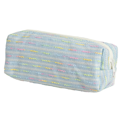 Seersucker Striped Pencil Bag, Large Capacity Stationery Pouch