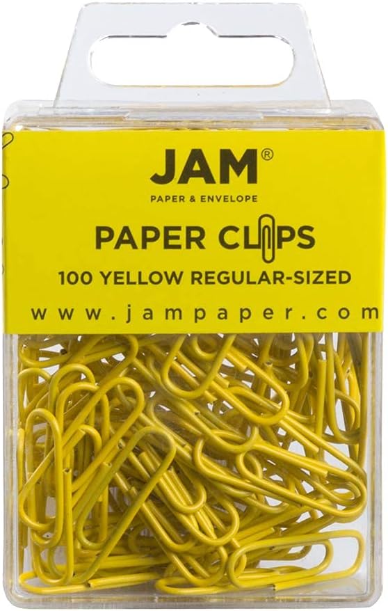 JAM PAPER Colorful Standard Paper Clips - Regular 1 Inch - Orange Paperclips - 100/Pack