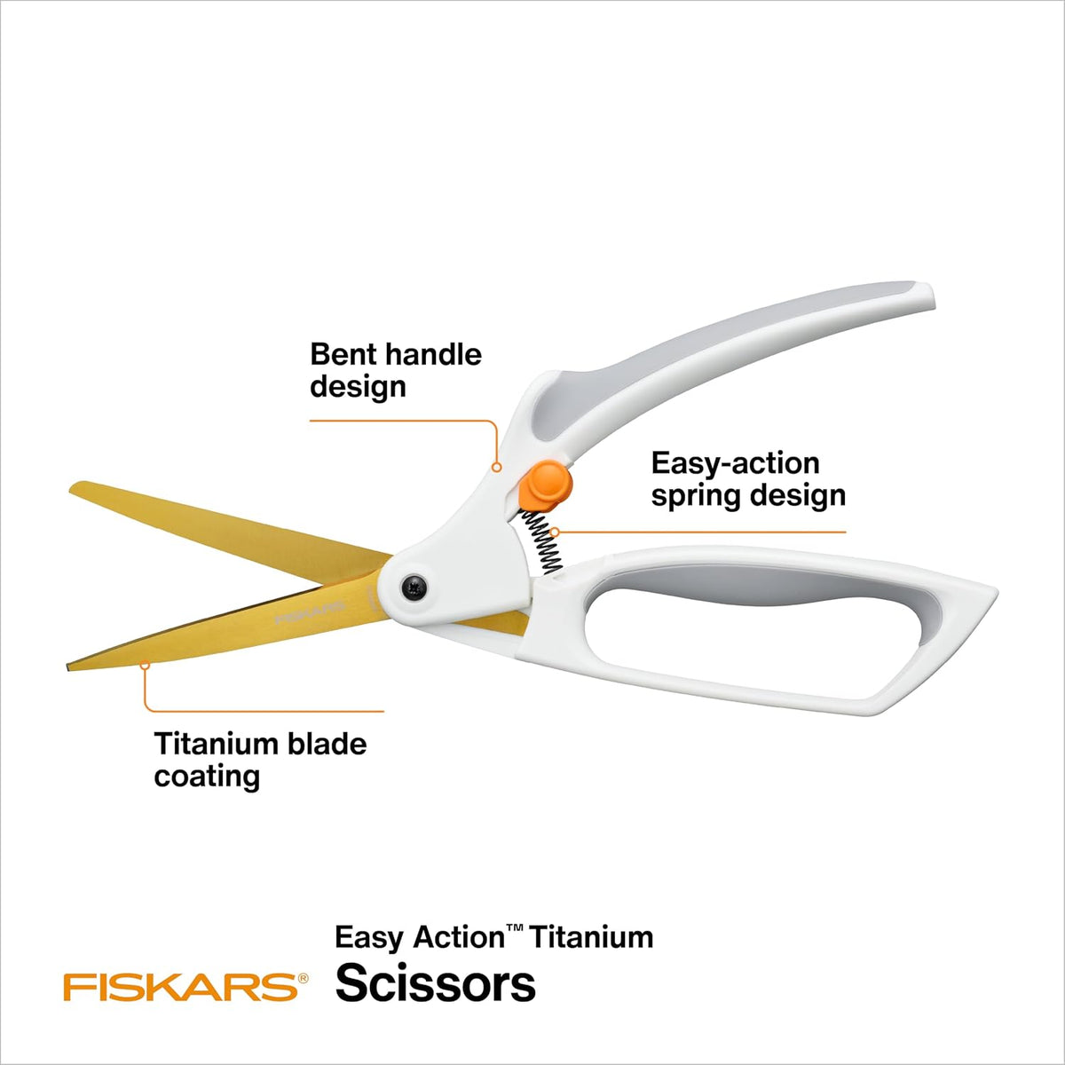 Fiskars 10" Easy Action Bent Handle Titanium Craft Scissors