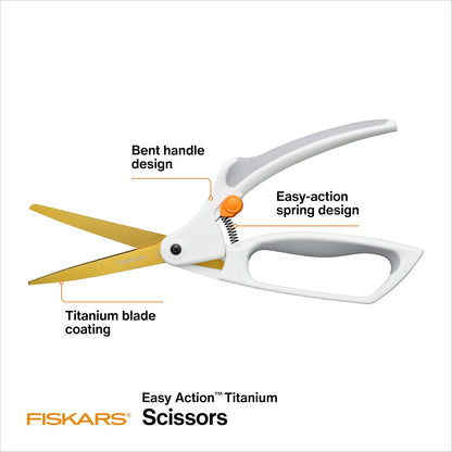 Fiskars 10" Easy Action Bent Handle Titanium Craft Scissors