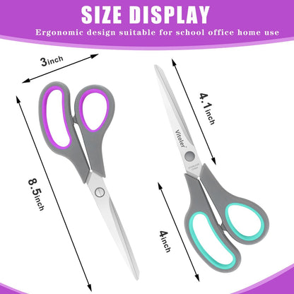Vitoler Scissors 8.5" Heavy Duty scissors all purpose Bulk Set of 3