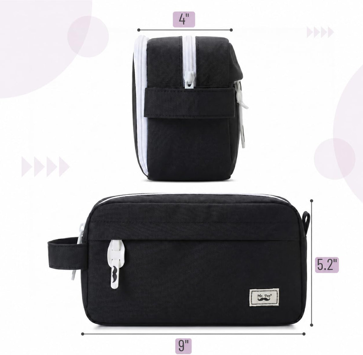 Mr. Pen- High Capacity Pencil Case, Large Pencil Pouch with 3 Compartments and 2 Pockets, Large Pencil Bag with Smooth Zipper, Cute Pencil Case Pouch Organizer, School Supplies for Teens