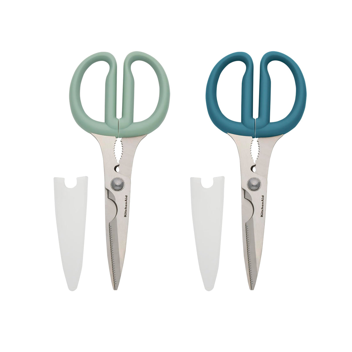 KitchenAid All Purpose Kitchen Shears with Protective Sheath Durable Stainless Steel Scissors, Dishwasher Safe, Soft Grip Comfort Handle, 8.72 Inch, Ink Blue