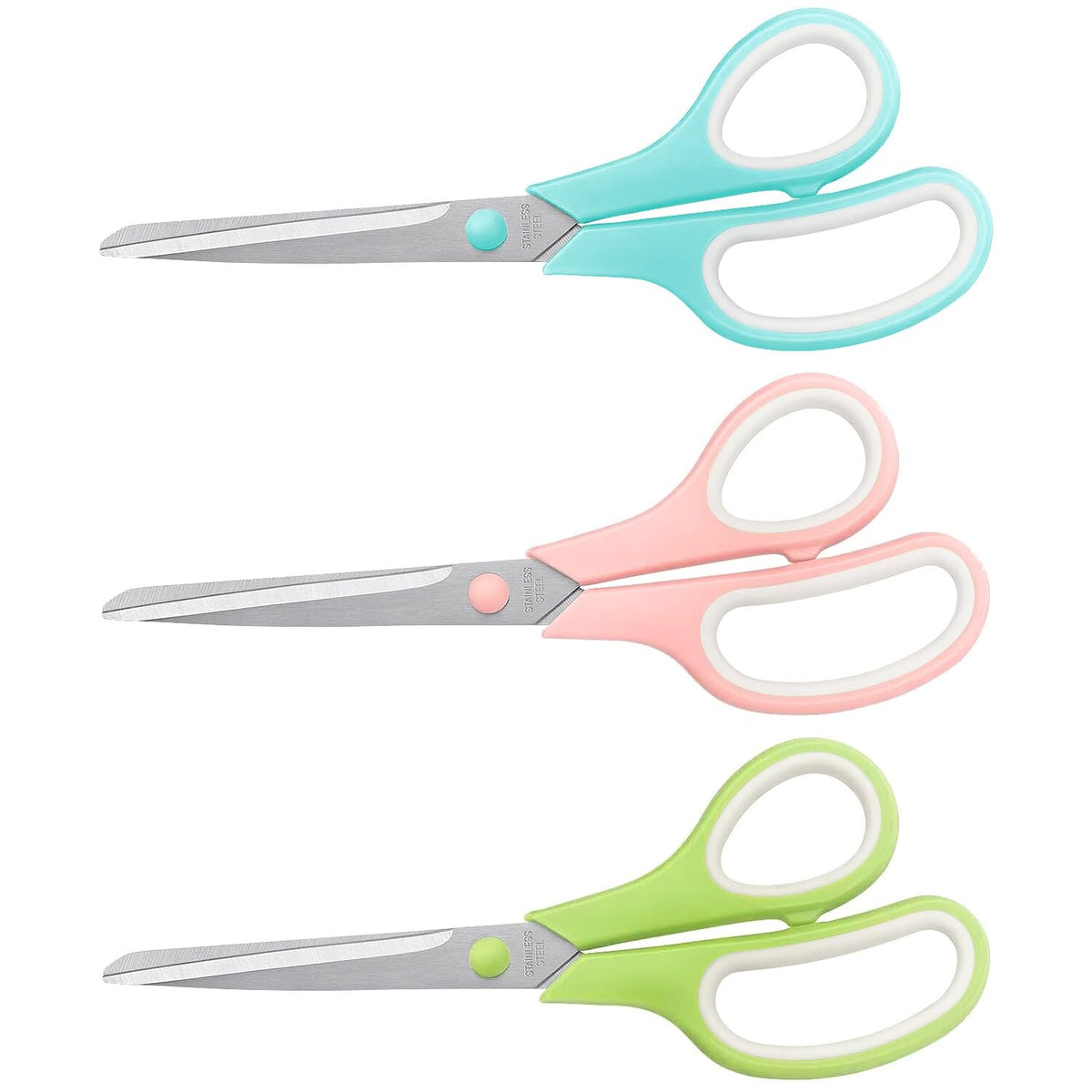 LONGKEY 8.5" Pastel Scissors 3-Pack, Ultra Sharp Stainless Steel
