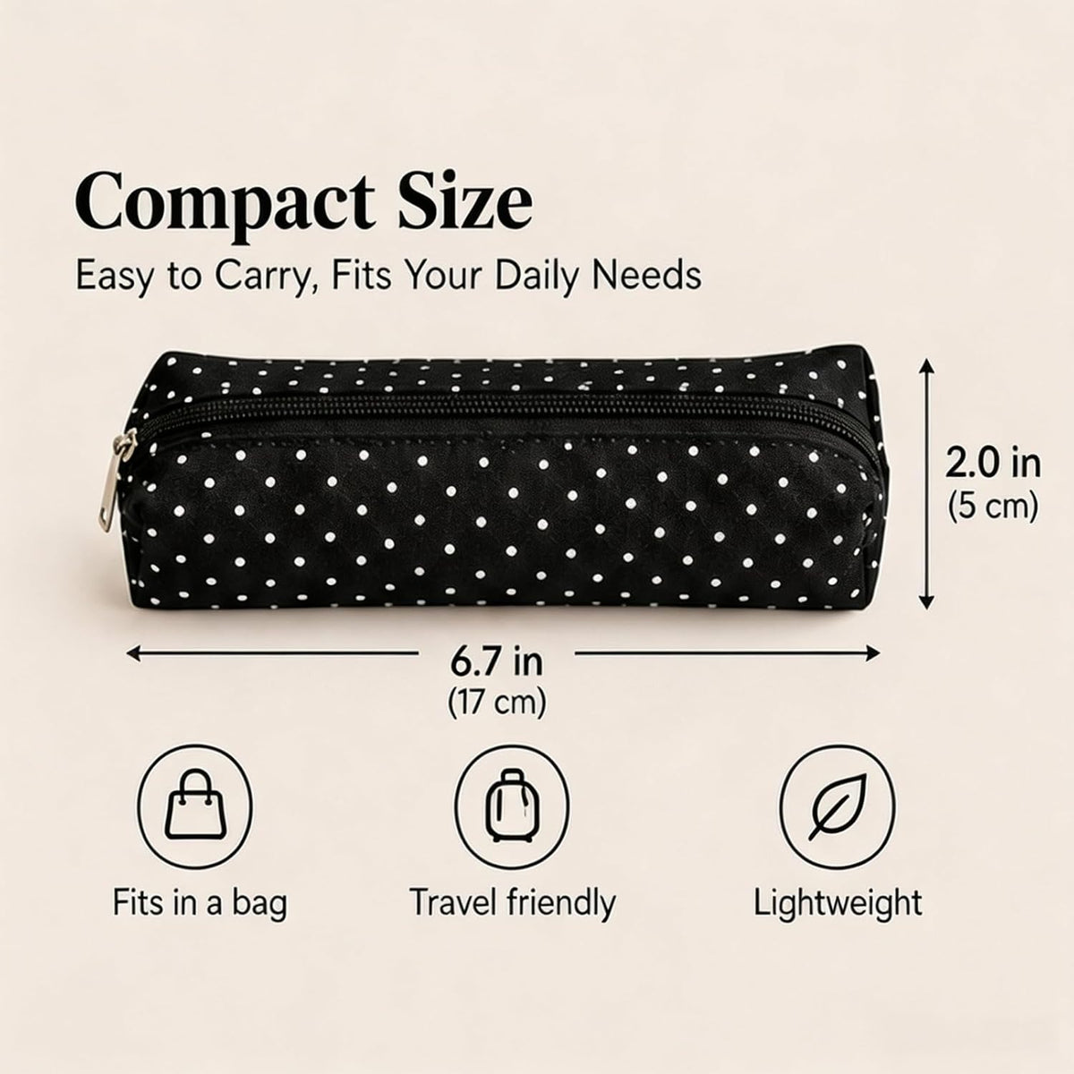 Polka Dot Canvas Pouch, Aesthetic Polka Dot Canvas Case for Daily Item