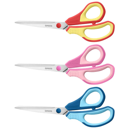 QMVESS 8.5" Scissors All Purpose 3 Pack Heavy Duty for Office School Fabric