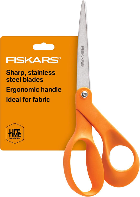 Fiskars 8" Original Orange-Handled Craft & Fabric Scissors, All Purpose
