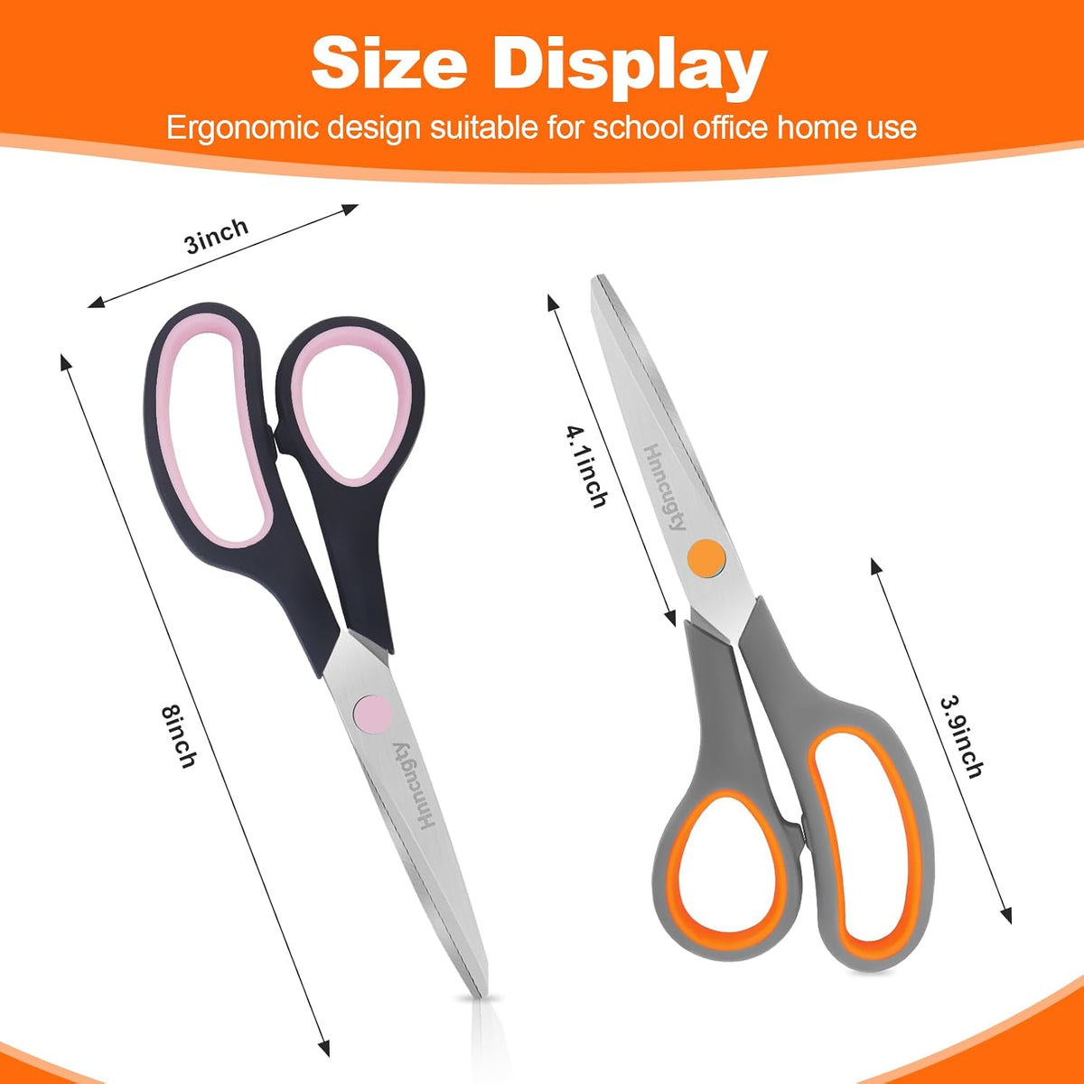 Scissors for Office School Supplies, Hnncugty 8"Scissors All Purpose 6 Pack