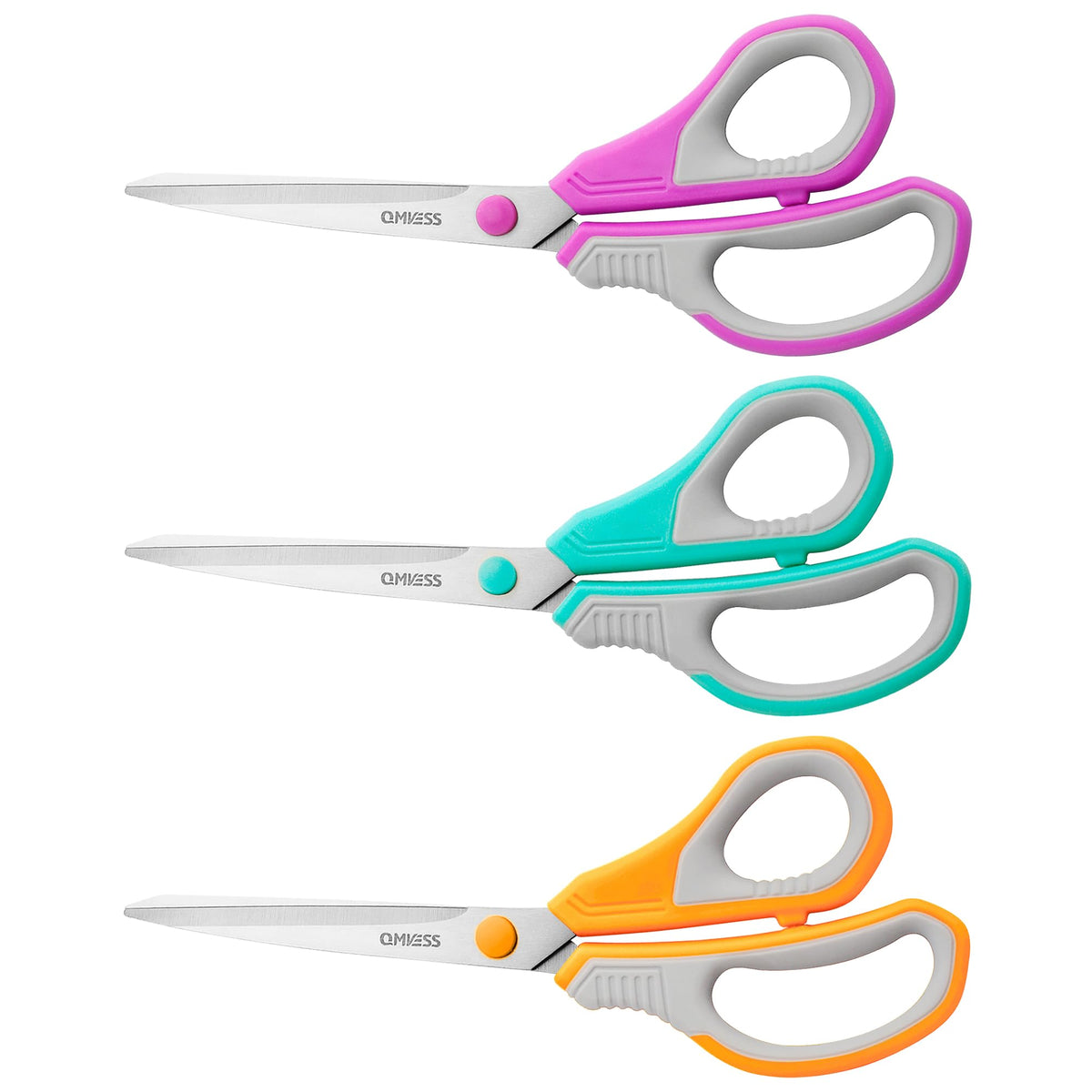 QMVESS 8.5" Scissors All Purpose 3 Pack Heavy Duty for Office School Fabric