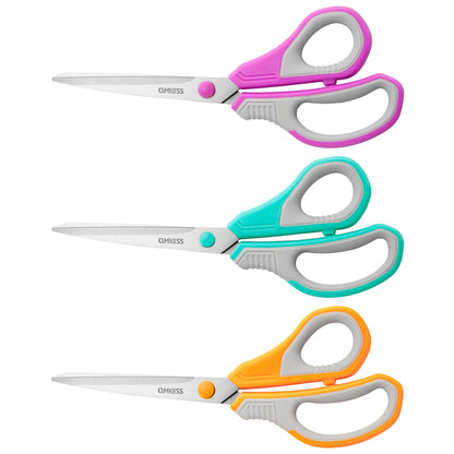 QMVESS 8.5" Scissors All Purpose 3 Pack Heavy Duty for Office School Fabric