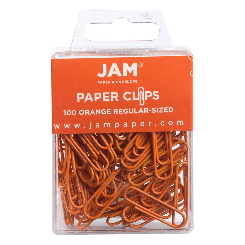 JAM PAPER Colorful Standard Paper Clips - Regular 1 Inch - Black Paperclips - 100/Pack