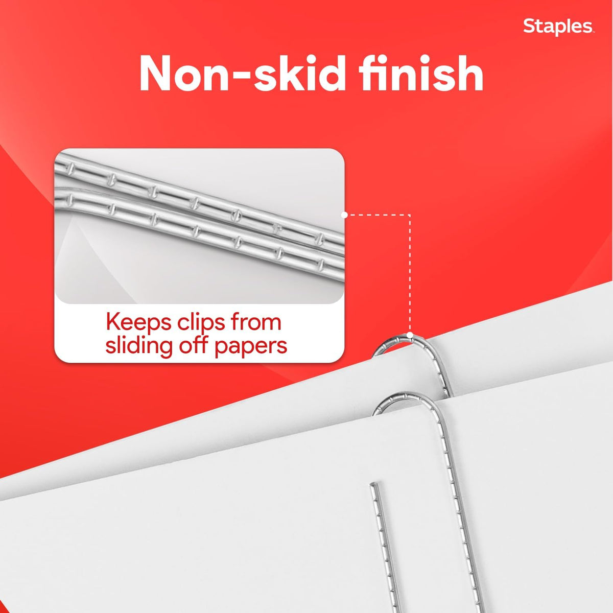 Staples Jumbo Paper Clips, Silver, Non-Skid, Heavy-Duty, 1,000-Pack