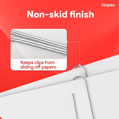 Staples Jumbo Paper Clips, Silver, Non-Skid, Heavy-Duty, 1,000-Pack